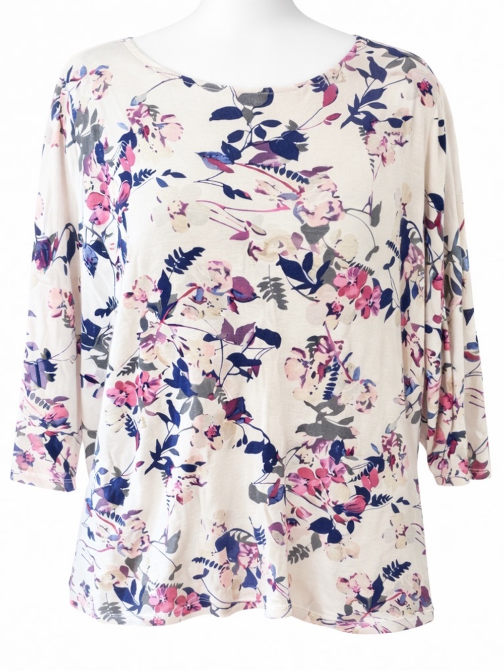 Joan Vass New York White Floral Blouse size medium